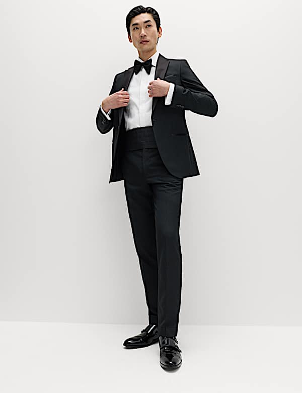 חולצת ערב עם חפתים כפולים מכותנה יוקרתית בגזרה צרה - IL