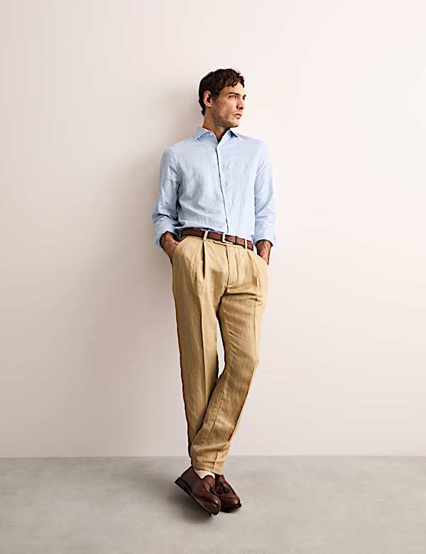 Λινό πουκάμισο υψηλής ποιότητας με κανονική εφαρμογή και υψηλή περιεκτικότητα σε λινό - GR