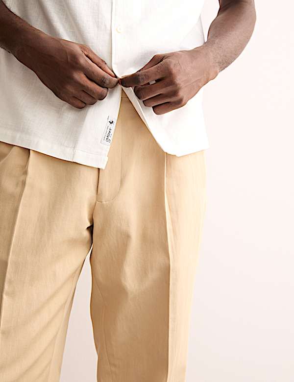 Κοντομάνικο πουκάμισο υψηλής ποιότητας με κανονική εφαρμογή από σύμμεικτο λινό και βαμβάκι - GR