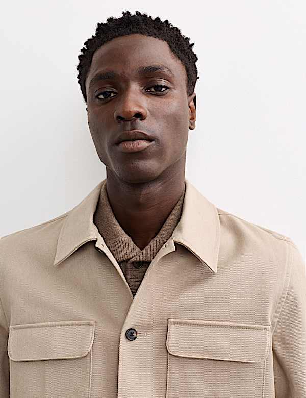 Pure Cotton Twill Overshirt - CA