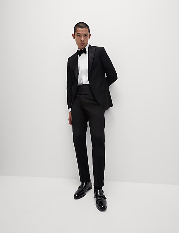 חולצת ערב מכותנה טהורה ובגזרה ישרה עם עניבת פרפר - IL