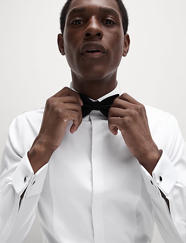 Slim Fit Cotton Dress Shirt with Bow Tie - RO