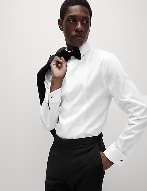 Slim Fit Cotton Dress Shirt with Bow Tie - IL