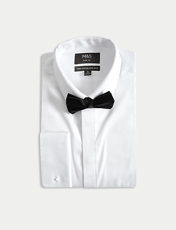 Slim Fit Cotton Dress Shirt with Bow Tie - IL