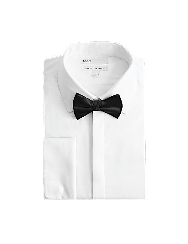 Slim Fit Cotton Dress Shirt with Bow Tie