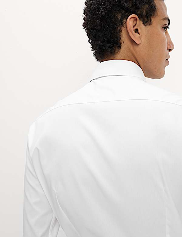 Robe chemise coupe cintrée en coton de qualité supérieure à poignets mousquetaires - BE