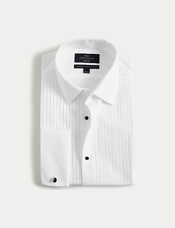 Robe chemise coupe cintrée en coton de qualité supérieure à poignets mousquetaires - BE