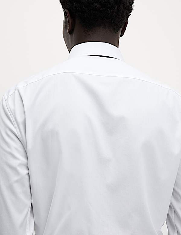 Auf Figur geschnittenes Anzughemd aus edler Baumwolle mit Doppelmanschette - AT