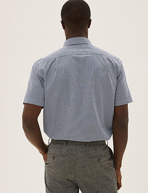 Regular Fit Pure Cotton Striped Short Sleeve Shirt