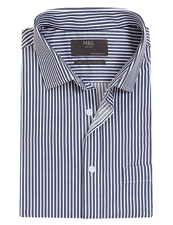 Regular Fit Pure Cotton Striped Short Sleeve Shirt