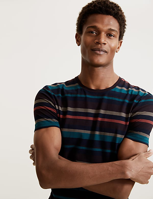 Premium Cotton Blend Striped T-Shirt