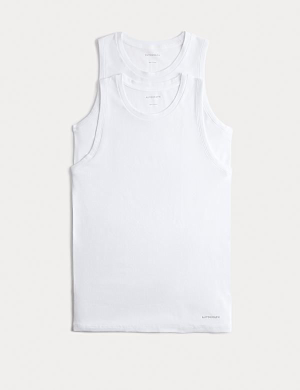 2pk Cotton Rich Ribbed Sleeveless Vests