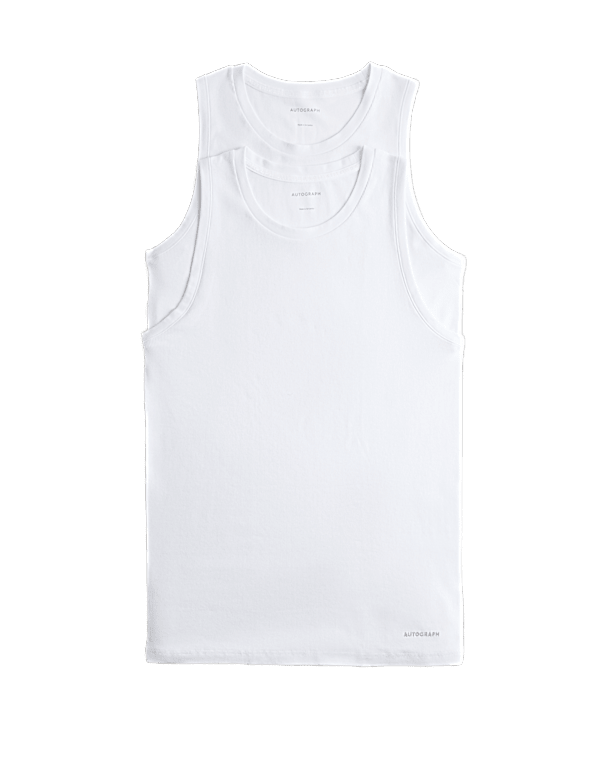 2pk Cotton Rich Ribbed Sleeveless Vests