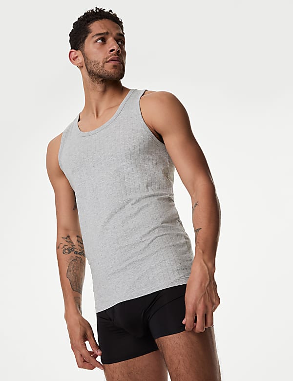 2pk Supima® Cotton Drop Needle Sleeveless Vest Box - JO