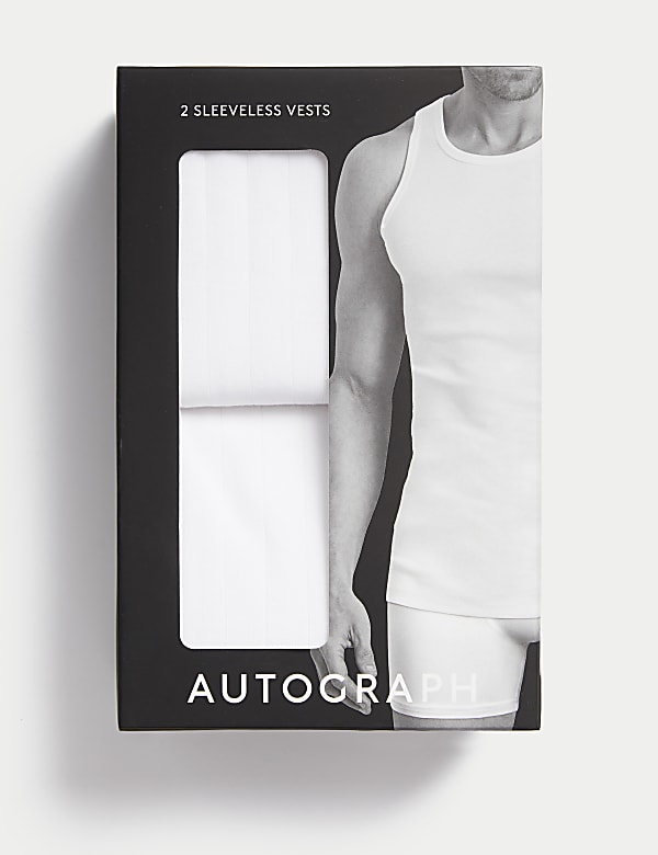 2pk Supima® Cotton Drop Needle Sleeveless Vest Box
