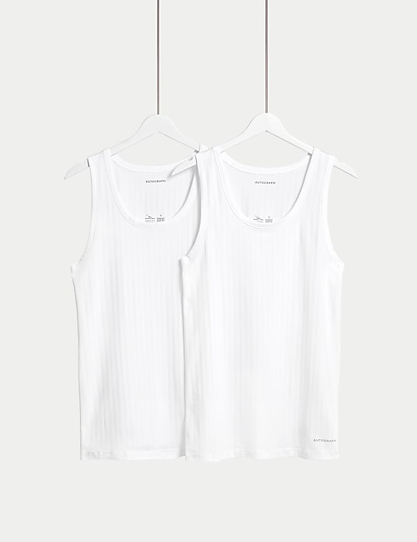 2pk Supima® Cotton Drop Needle Sleeveless Vest Box