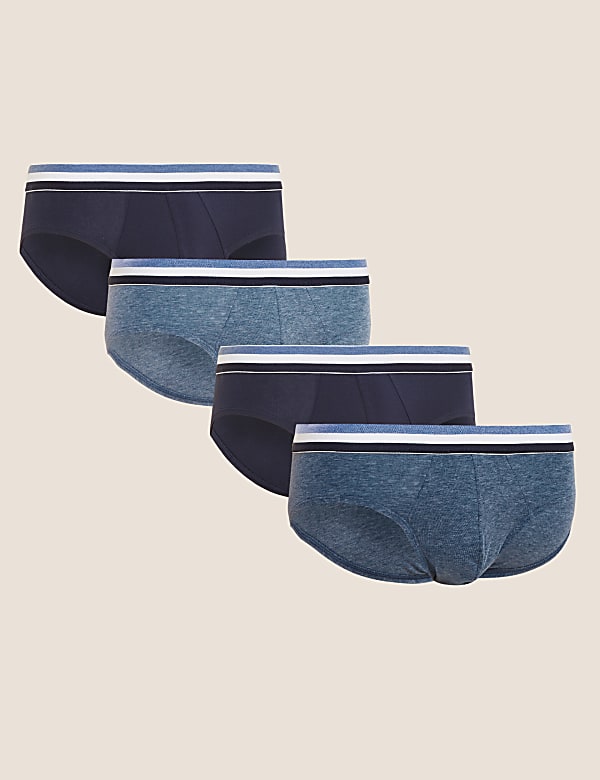 Lot de 4 slips en coton extensible dot&eacute;s de la technologie Cool & Fresh&trade; - LU