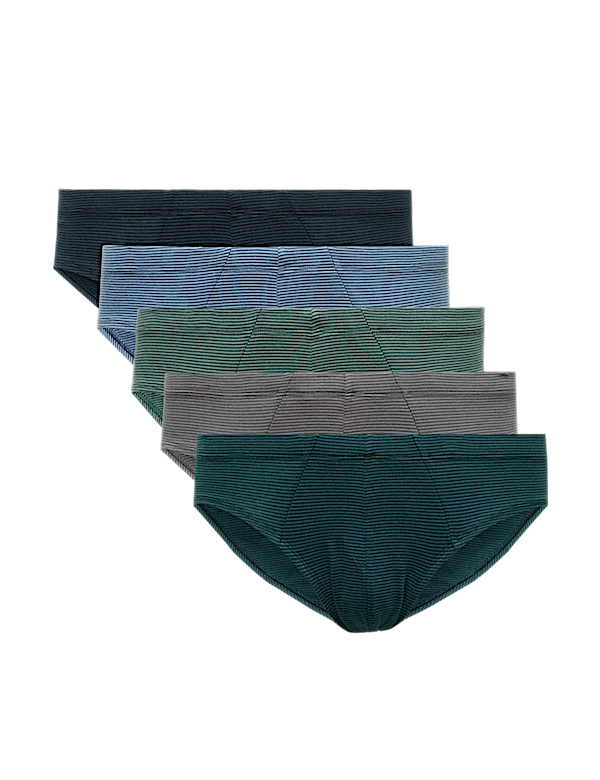 5 Pack StayNew&trade; Pure Cotton Striped Slips