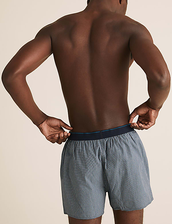3pk Pure Cotton Checked Woven Boxers