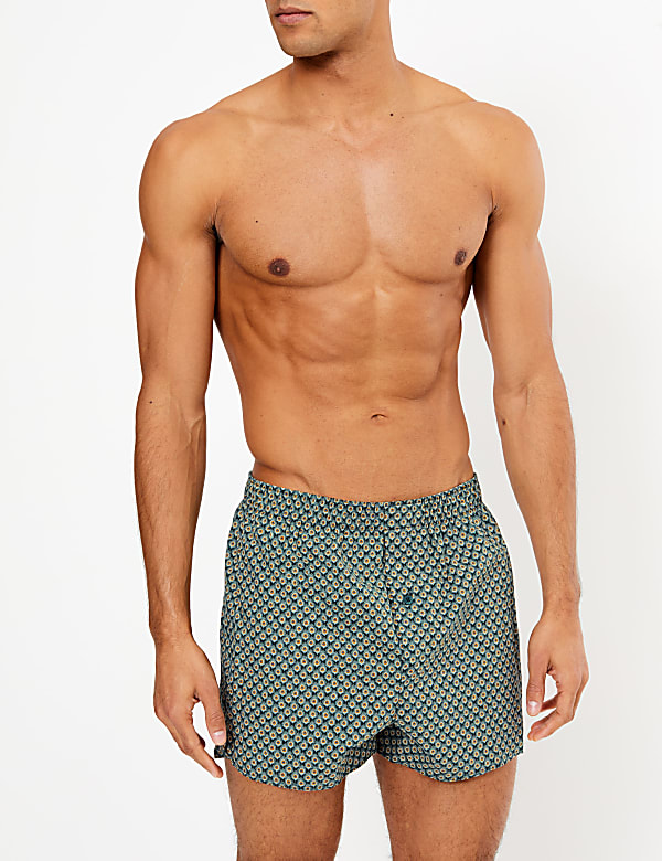 3 Pack Cotton Peacock Print Boxers