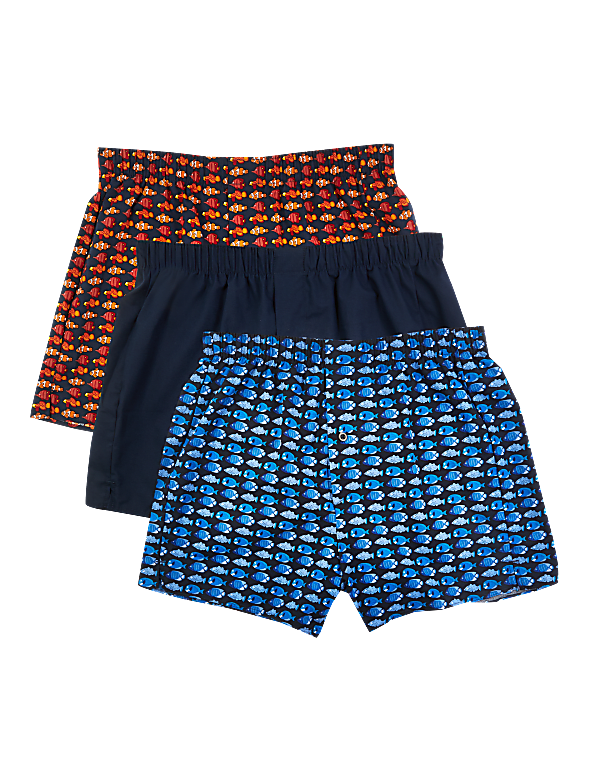 3 Pack Cotton Tropical Fish Print Boxers