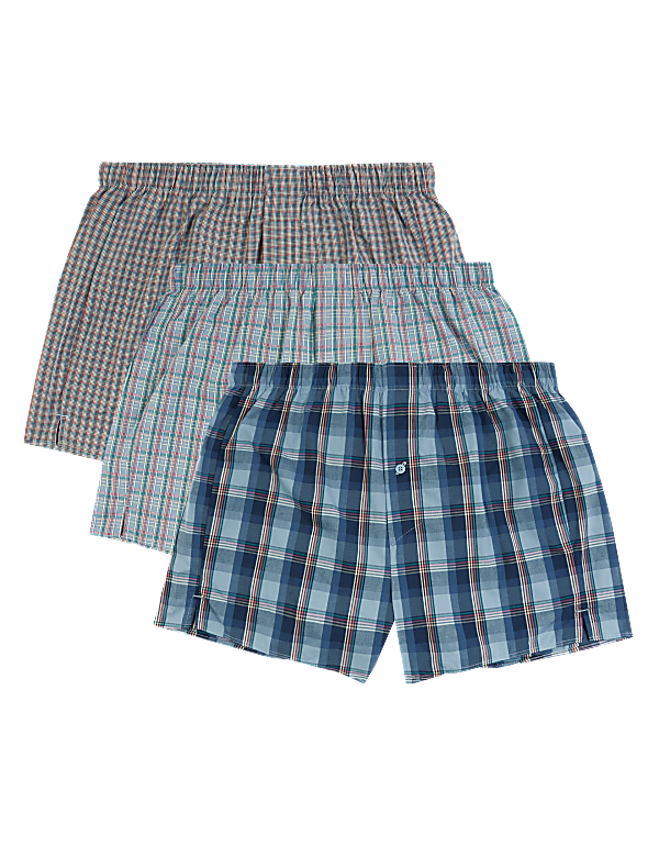 3 Pack Pure Cotton StayNew™ Woven Boxers