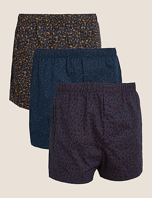 3pk Pure Cotton Assorted Woven Boxers