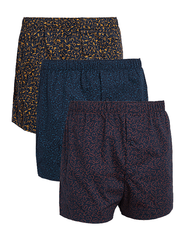 3pk Pure Cotton Assorted Woven Boxers
