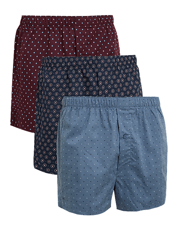 3pk Pure Cotton Assorted Woven Boxers