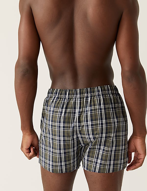 3pk Pure Cotton Checked Woven Boxers