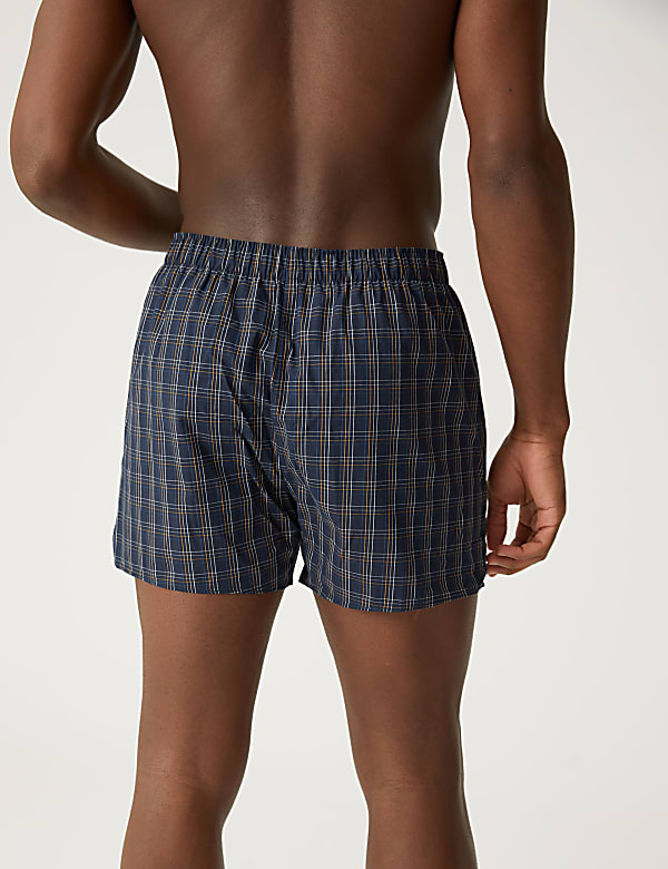 3pk Pure Cotton Checked Boxers