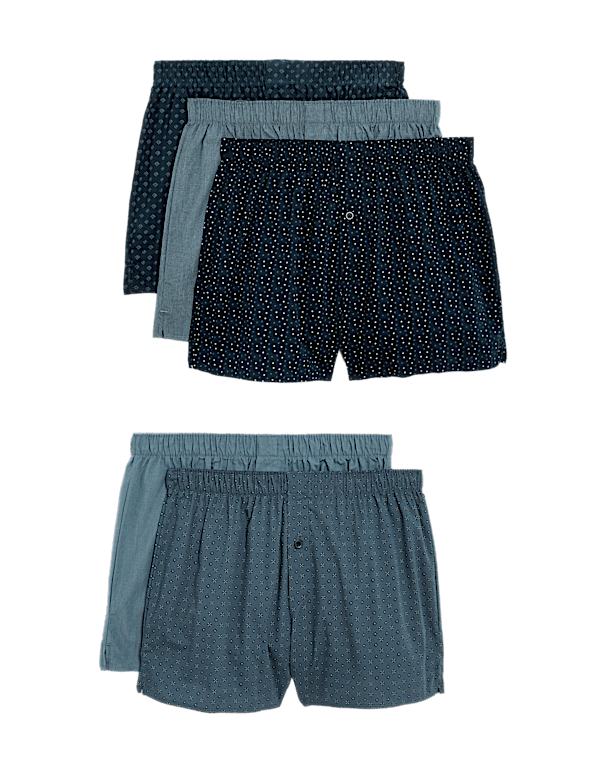 5pk Pure Cotton Foulard Woven Boxers
