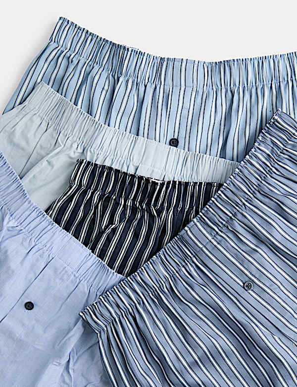 5pk Pure Cotton Sateen Striped Woven Boxers