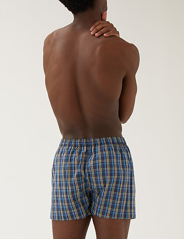 3pk Pure Cotton Checked Woven Boxers