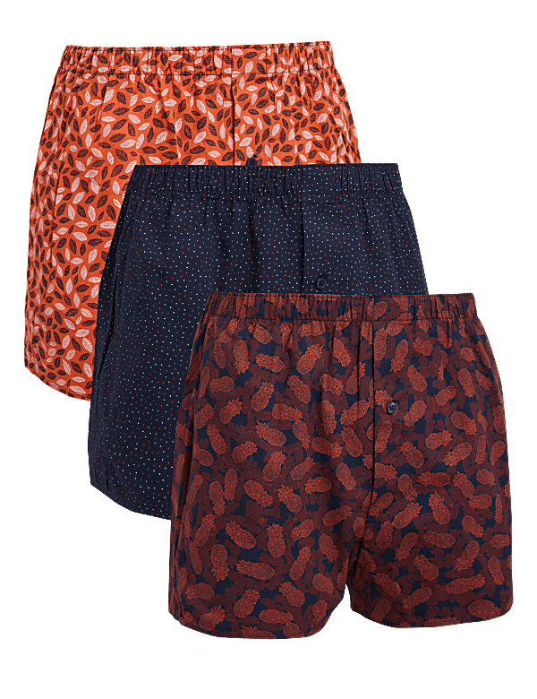 3pk Pure Cotton Assorted Woven Boxers