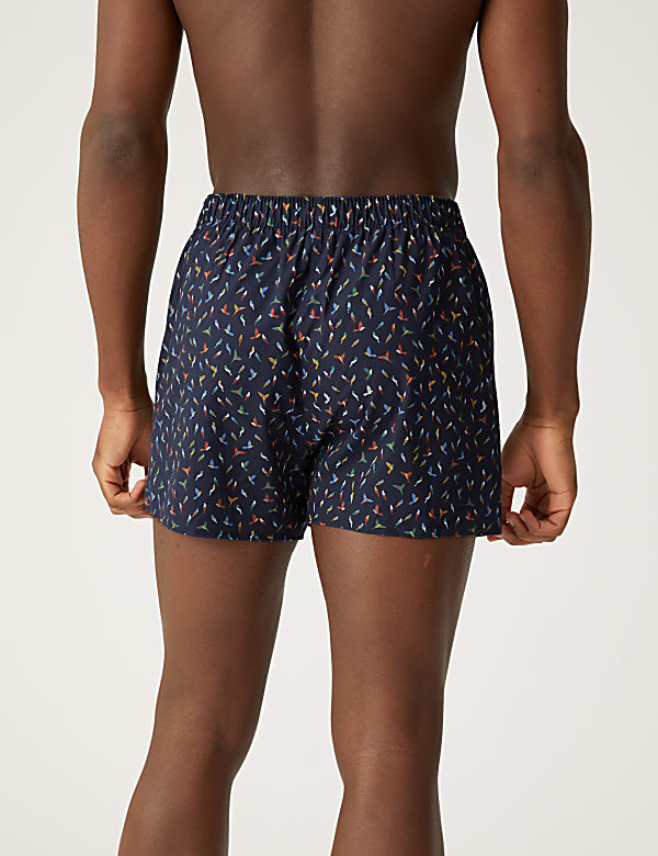 3pk Pure Cotton Bird Print Woven Boxers