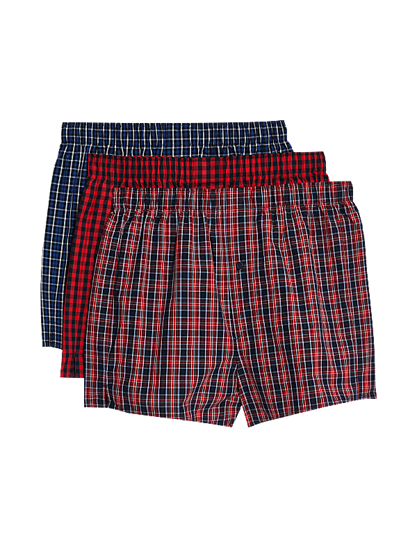 3pk Pure Cotton StayNew™ Checked Boxers