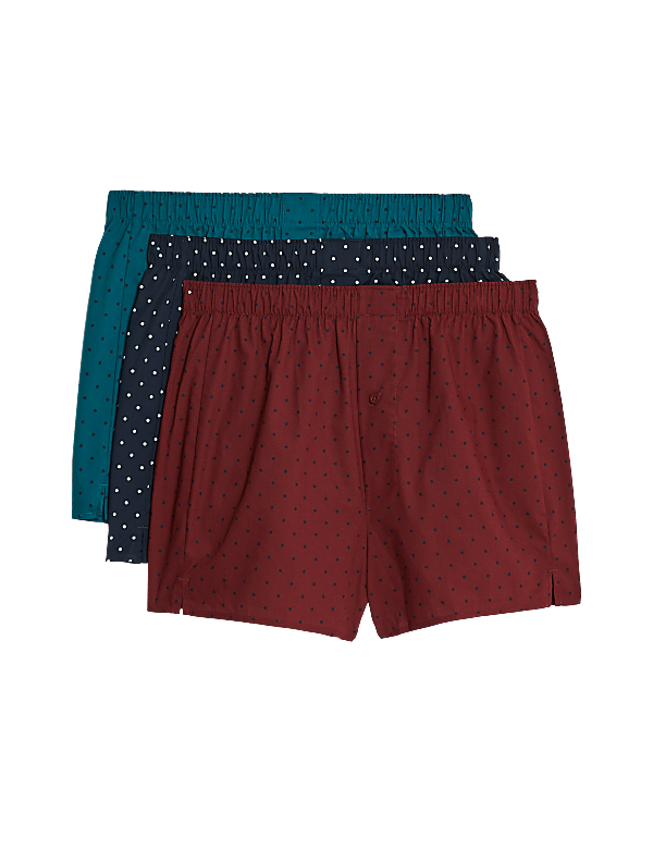 3pk Pure Cotton Polka Dot Woven Boxers
