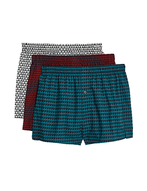 3pk Pure Cotton Animal Print Woven Boxers