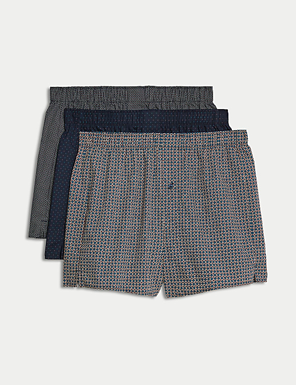 3pk Pure Cotton Geometric Woven Boxers