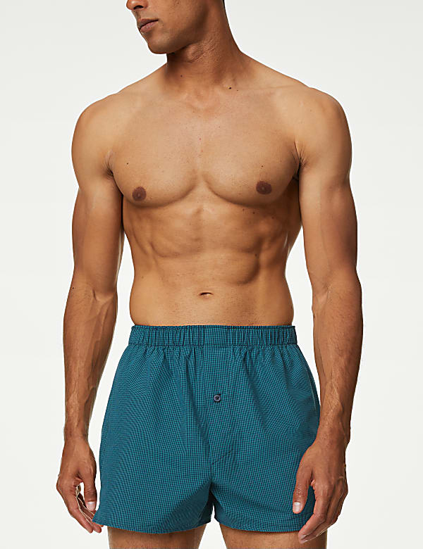 3pk Pure Cotton Checked Woven Boxers