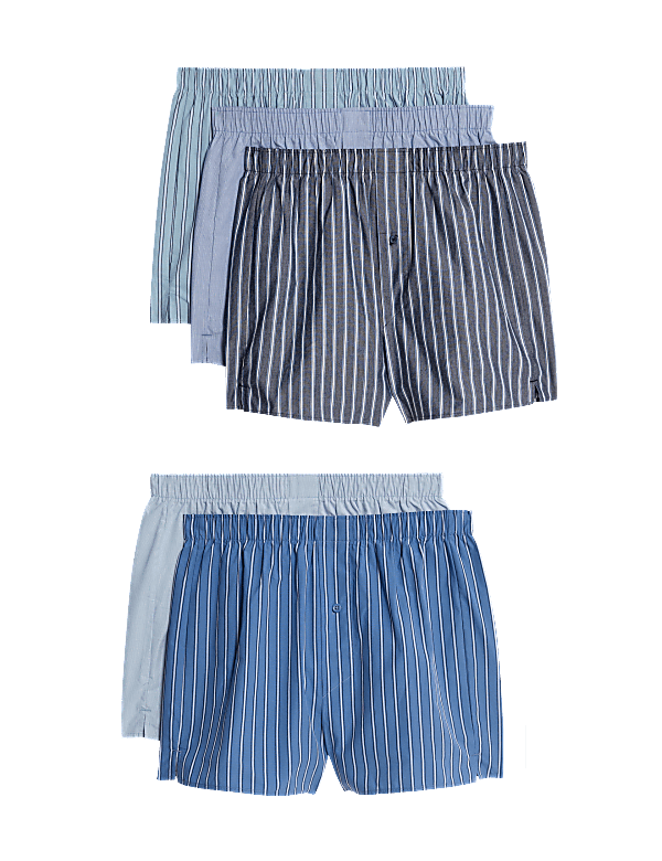 5pk Pure Cotton Striped Woven Boxers