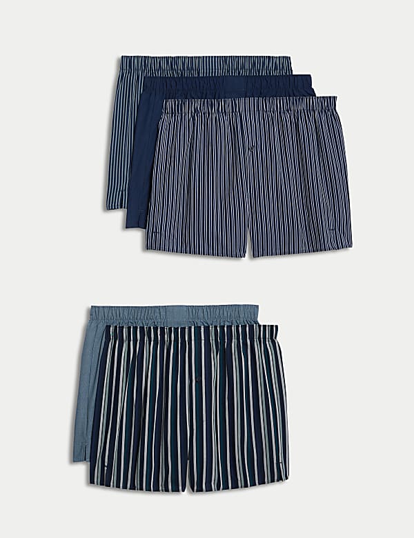 5pk Pure Cotton StayNew™ Woven Boxers - US