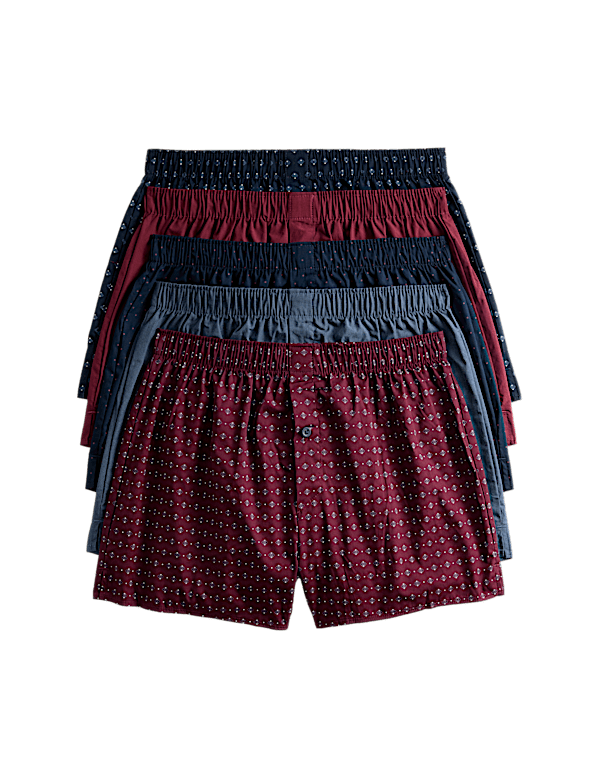 5pk Pure Cotton Foulard Woven Boxers