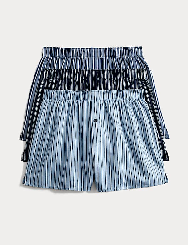 3pk Pure Cotton StayNew™ Striped Woven Boxers - AU