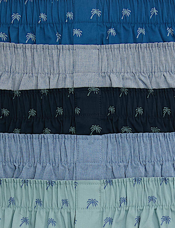 5 Pack Pure Cotton Palm Print Woven Boxers