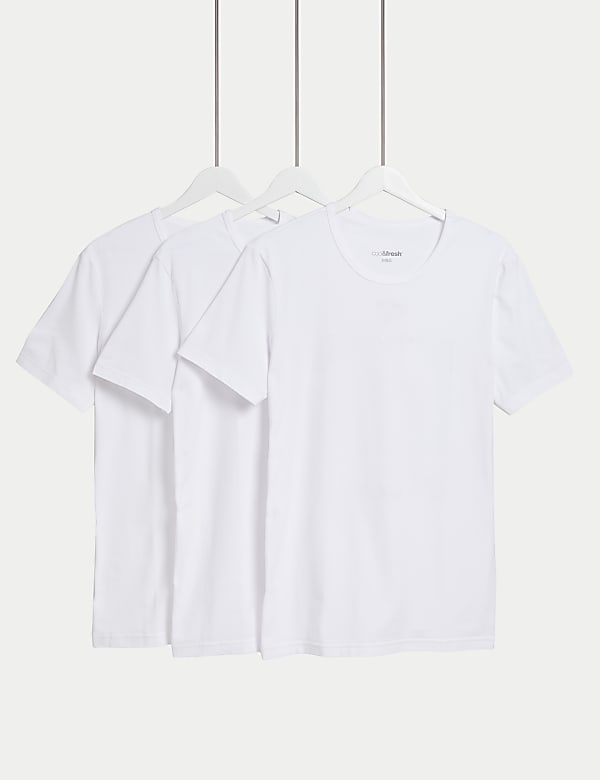 3pk Cotton Rich Cool & Fresh™ Crew Neck Stretch Vests - BG