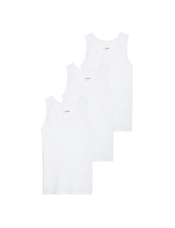 Buy 3pk Cotton Rich Cool Fresh Vests at Marks Spencer