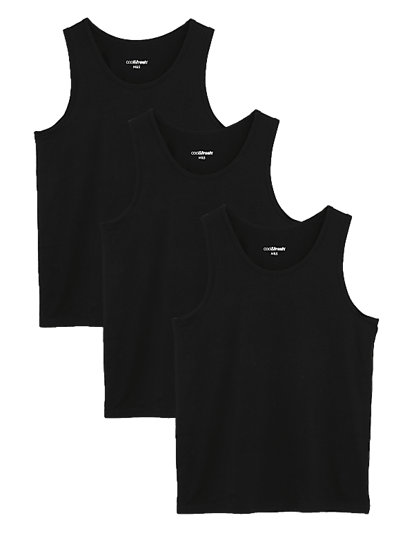 Buy 3pk Cool Fresh Sleeveless Vests at Marks Spencer