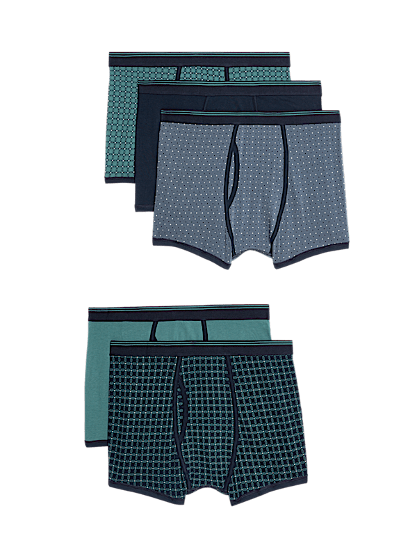 5pk Cotton Rich Stretch Cool & Fresh™ Geometric Trunks